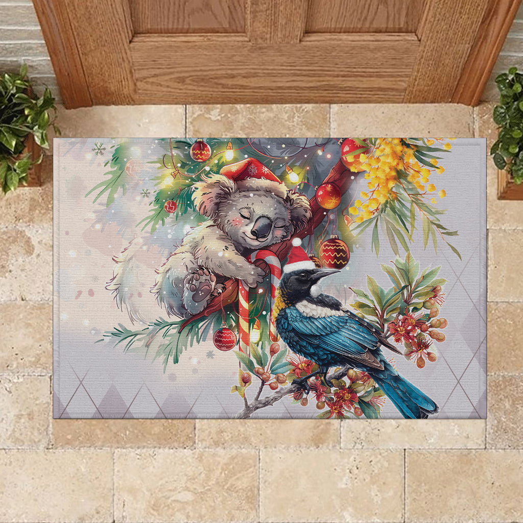 Koala and Tui Bird Christmas in July Rubber Doormat