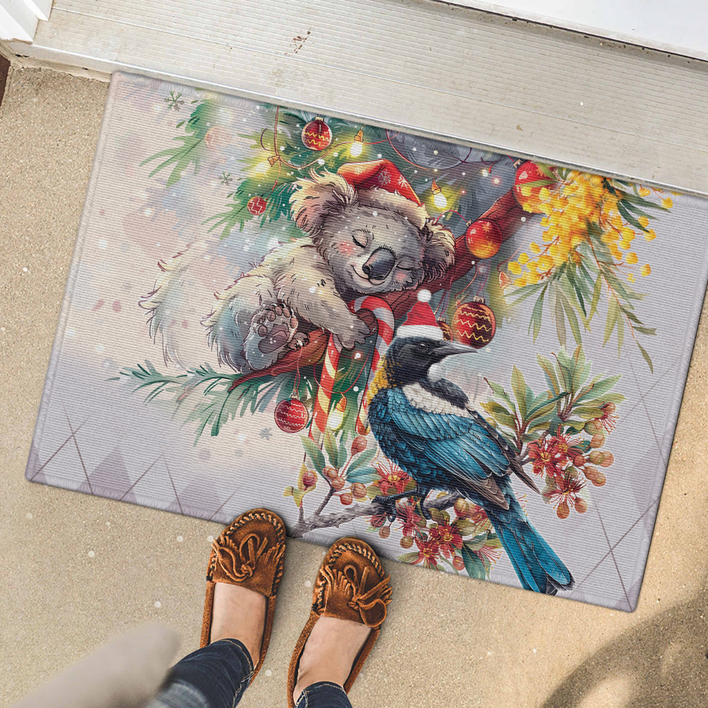 Koala and Tui Bird Christmas in July Rubber Doormat