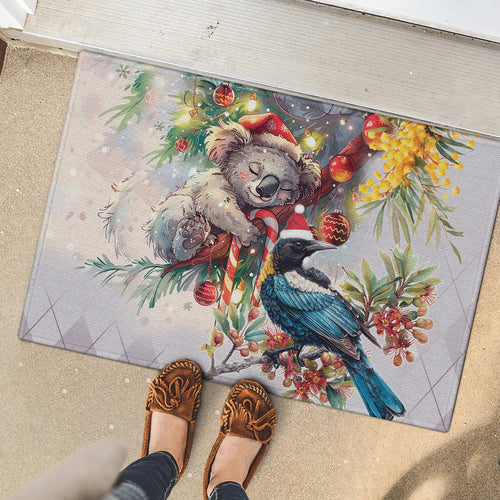 Koala and Tui Bird Christmas in July Rubber Doormat