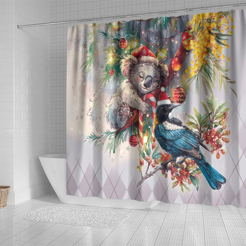 Koala and Tui Bird Christmas in July Shower Curtain