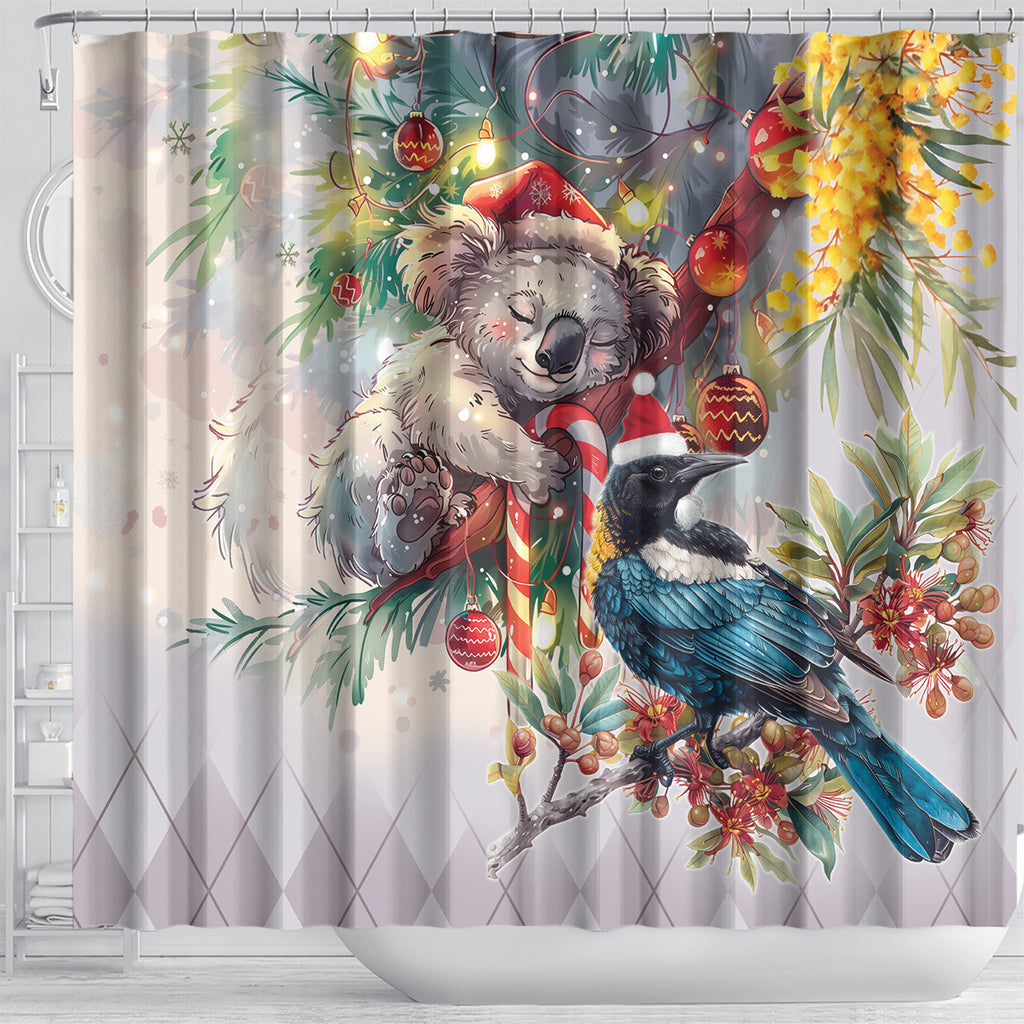 Koala and Tui Bird Christmas in July Shower Curtain
