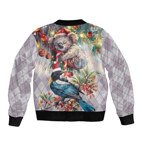 Koala and Tui Bird Christmas in July Sleeve Zip Bomber Jacket