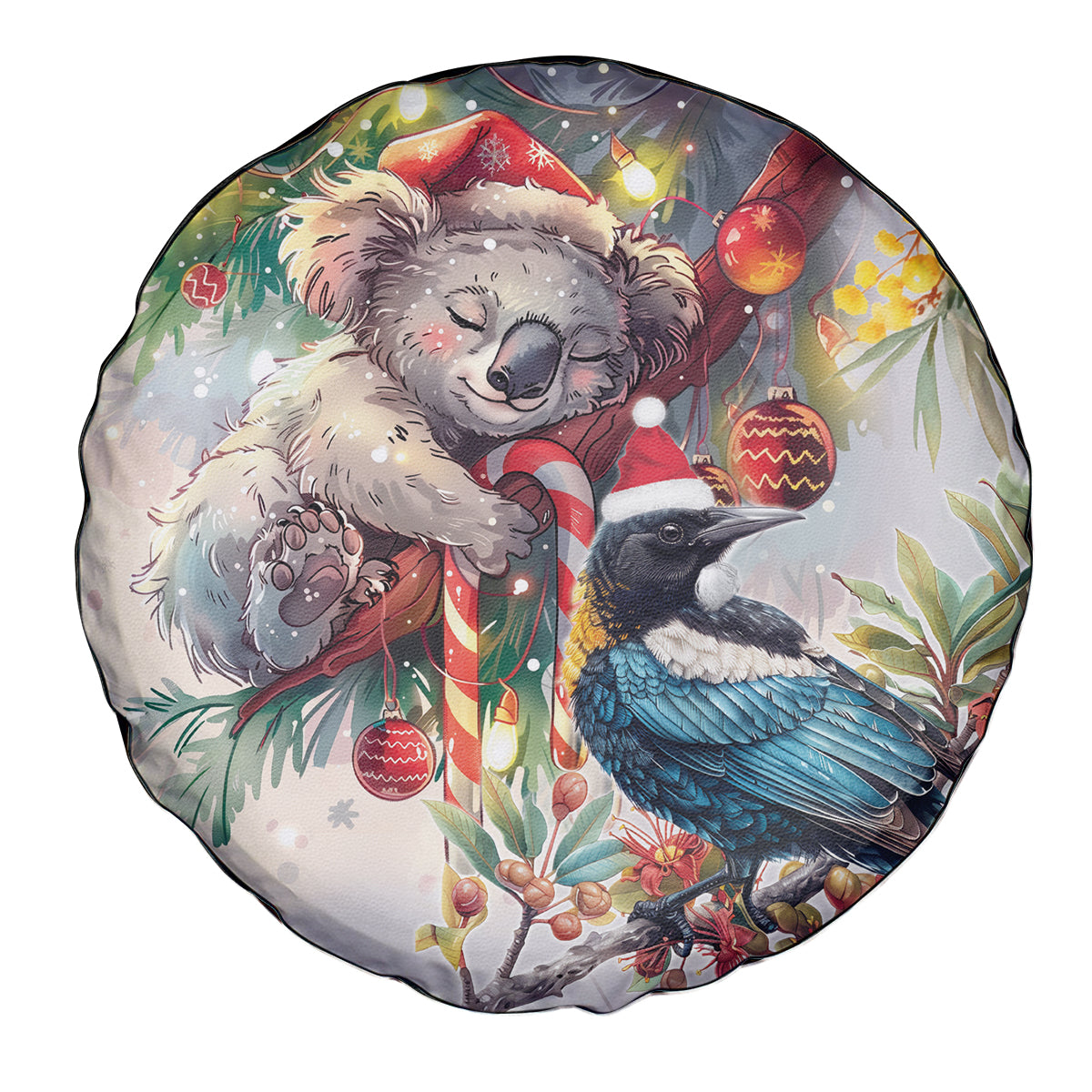 Koala and Tui Bird Christmas in July Spare Tire Cover