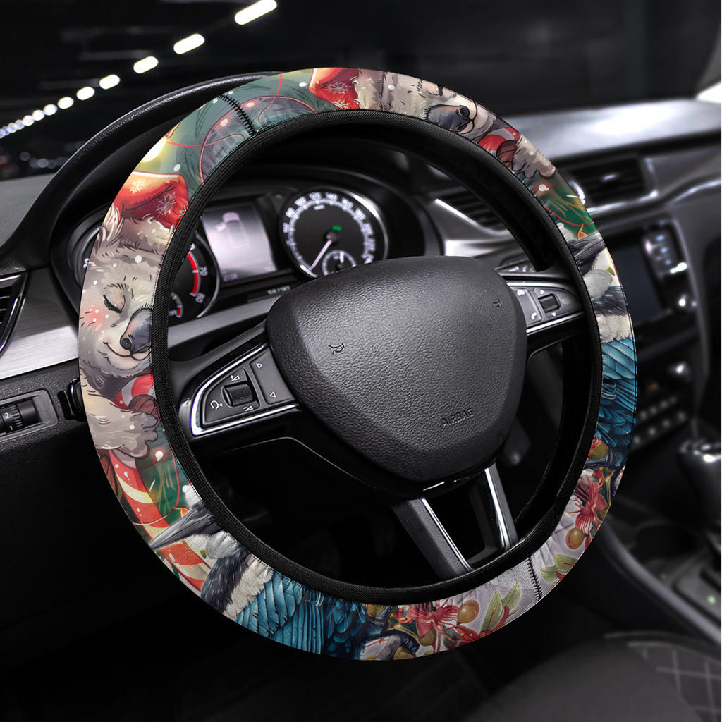 Koala and Tui Bird Christmas in July Steering Wheel Cover
