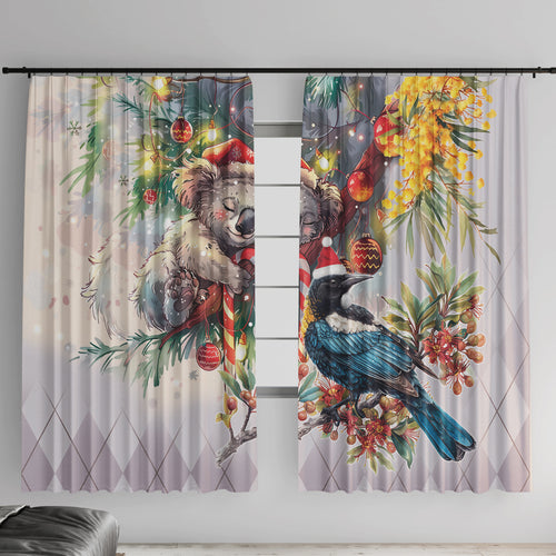 Koala and Tui Bird Christmas in July Window Curtain