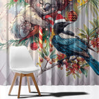Koala and Tui Bird Christmas in July Window Curtain