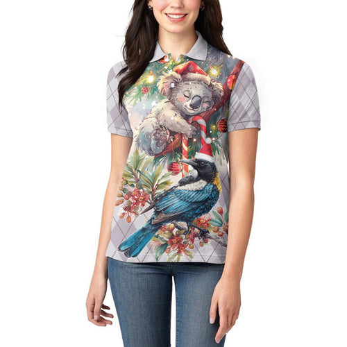 Koala and Tui Bird Christmas in July Women Polo Shirt