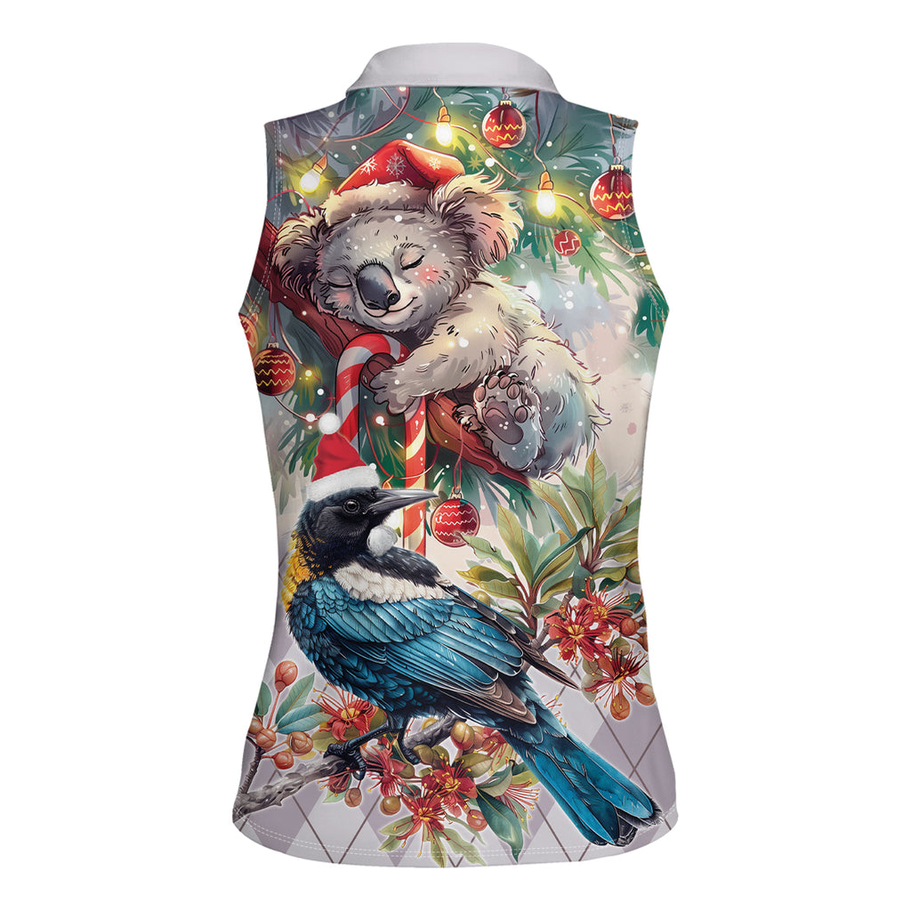 Koala and Tui Bird Christmas in July Women Sleeveless Polo Shirt