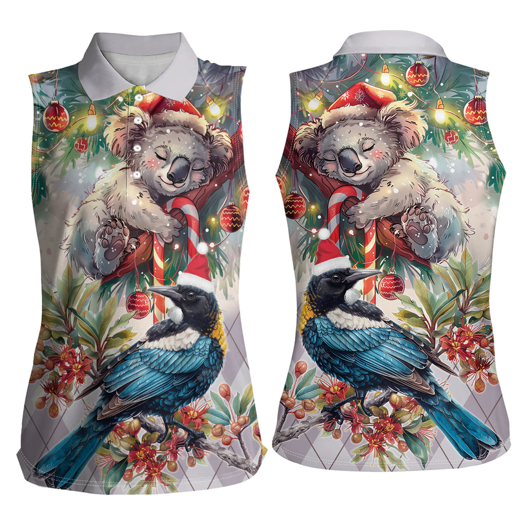 Koala and Tui Bird Christmas in July Women Sleeveless Polo Shirt