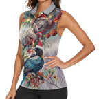 Koala and Tui Bird Christmas in July Women Sleeveless Polo Shirt