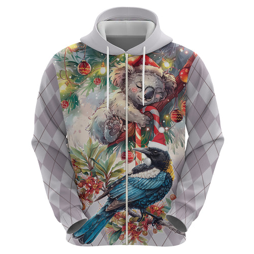 Koala and Tui Bird Christmas in July Zip Hoodie