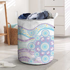 Australian Indigenous Aboriginal Art Laundry Basket Vivid Pastel Pink Teal