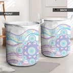 Australian Indigenous Aboriginal Art Laundry Basket Vivid Pastel Pink Teal