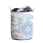 Australian Indigenous Aboriginal Art Laundry Basket Vivid Pastel Pink Teal