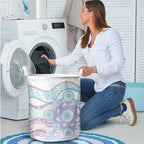 Australian Indigenous Aboriginal Art Laundry Basket Vivid Pastel Pink Teal