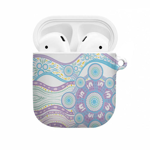 Australian Indigenous Aboriginal Art AirPods Case Vivid Pastel Pink Teal