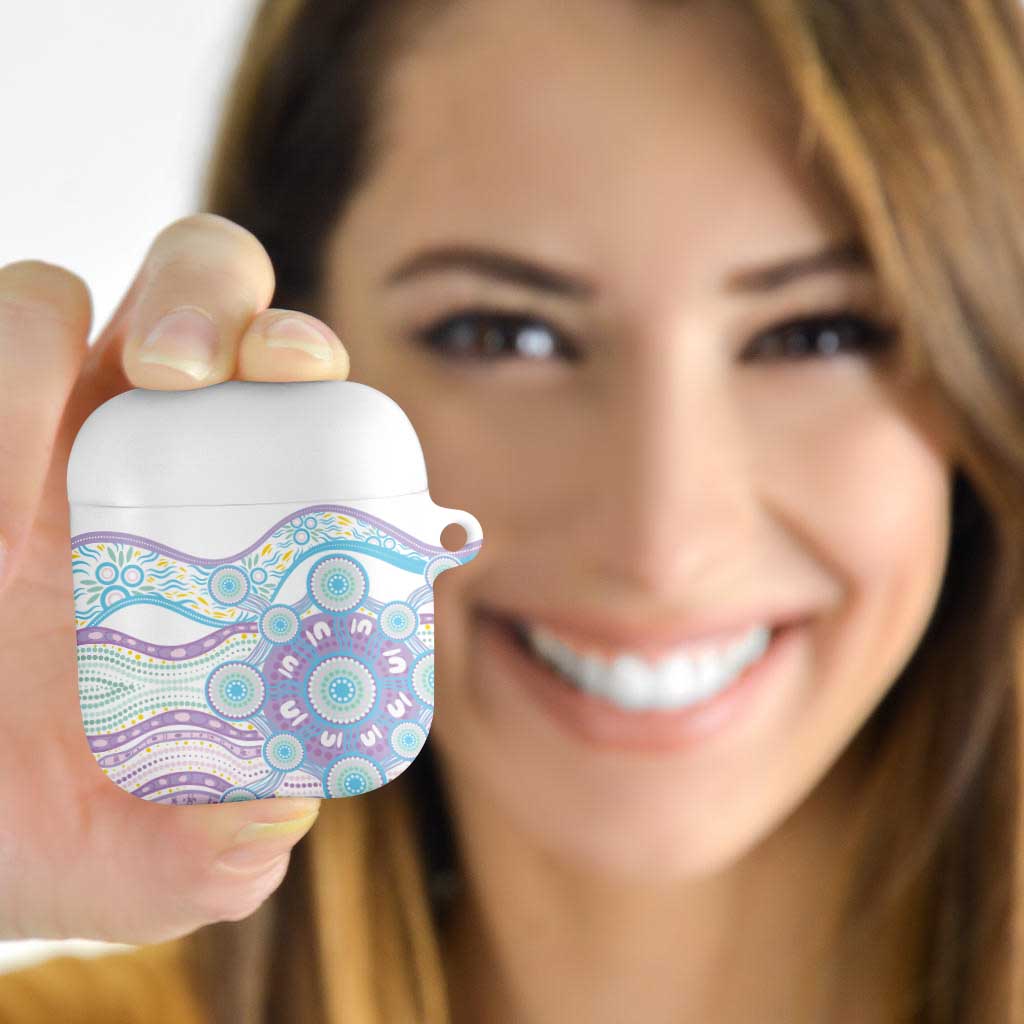 Australian Indigenous Aboriginal Art AirPods Case Vivid Pastel Pink Teal