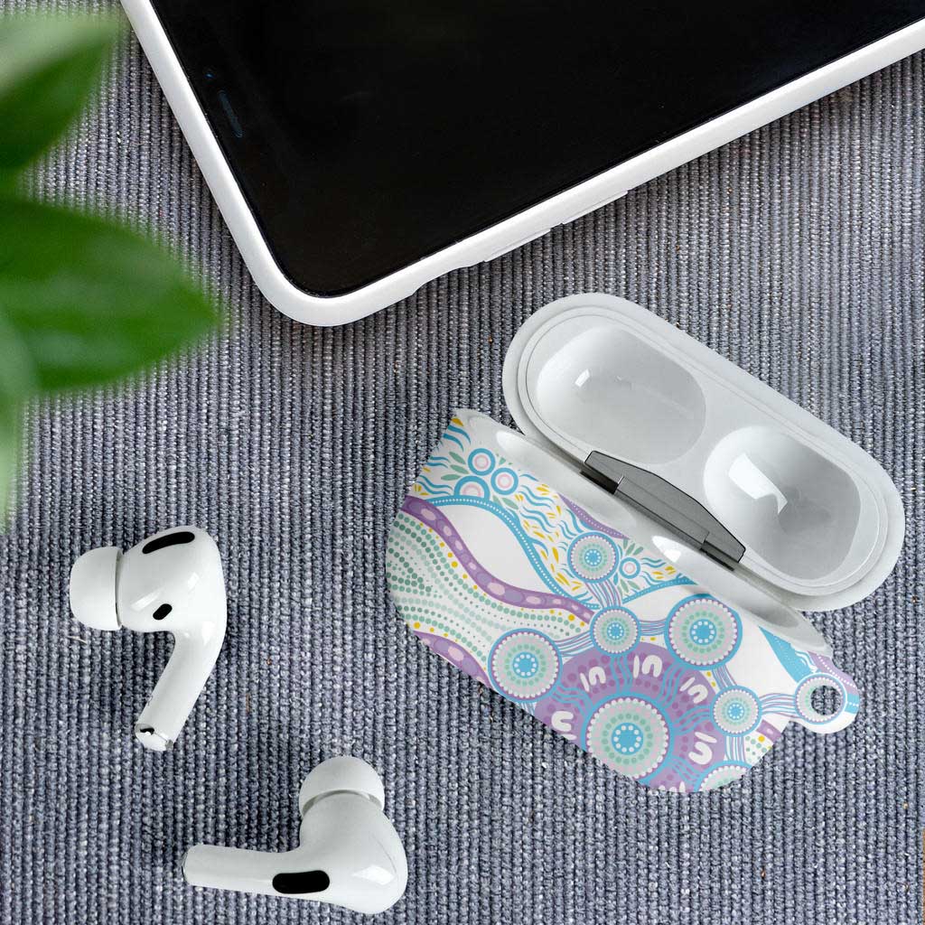 Australian Indigenous Aboriginal Art AirPods Case Vivid Pastel Pink Teal