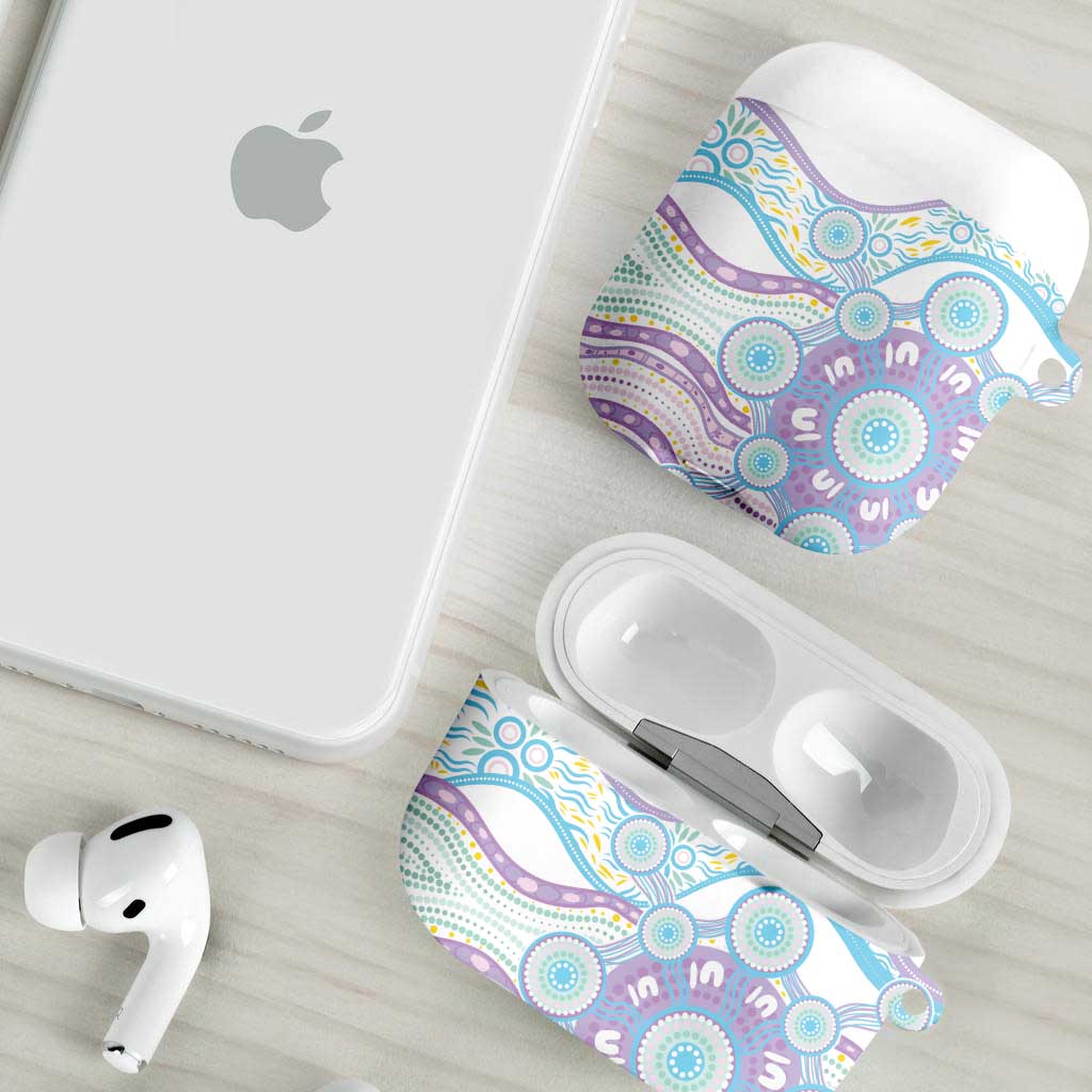Australian Indigenous Aboriginal Art AirPods Case Vivid Pastel Pink Teal