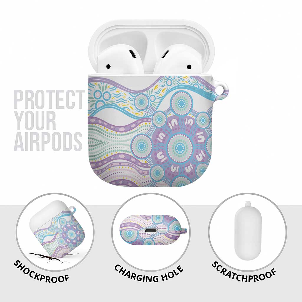 Australian Indigenous Aboriginal Art AirPods Case Vivid Pastel Pink Teal
