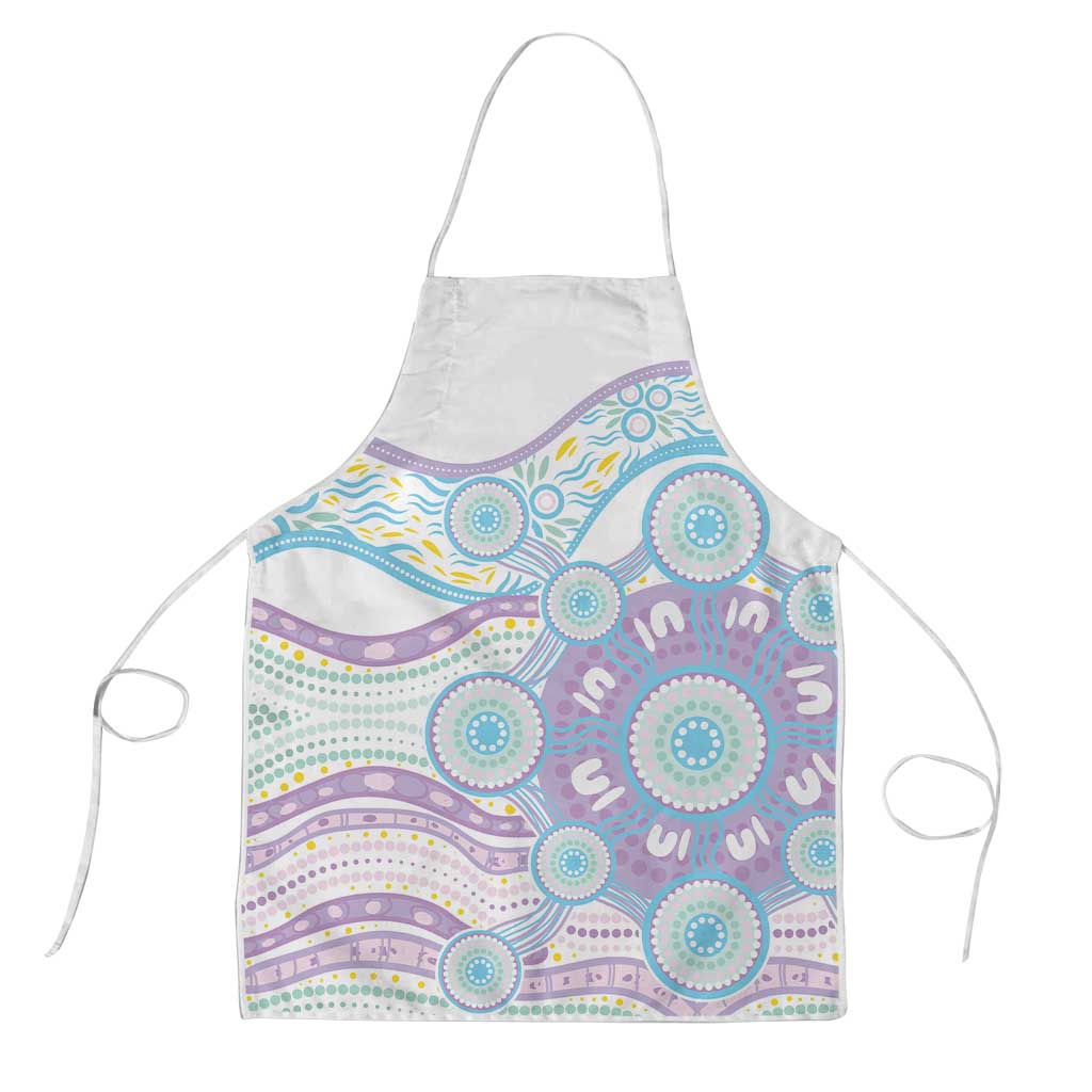 Australian Indigenous Aboriginal Art Apron Vivid Pastel Pink Teal