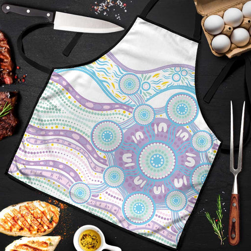 Australian Indigenous Aboriginal Art Apron Vivid Pastel Pink Teal