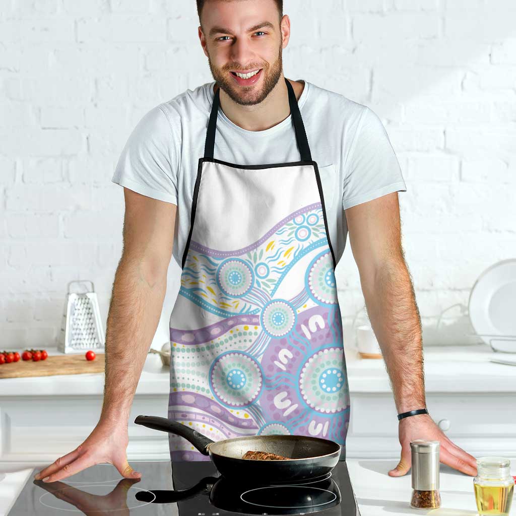 Australian Indigenous Aboriginal Art Apron Vivid Pastel Pink Teal