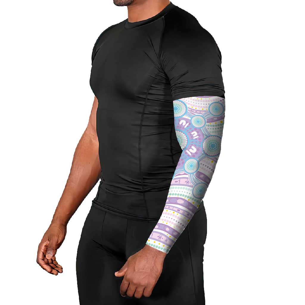 Australian Indigenous Aboriginal Art Arm Sleeves Vivid Pastel Pink Teal