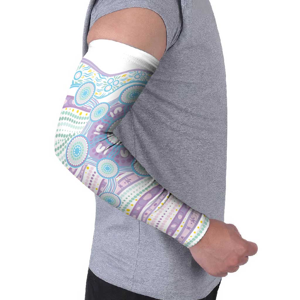 Australian Indigenous Aboriginal Art Arm Sleeves Vivid Pastel Pink Teal