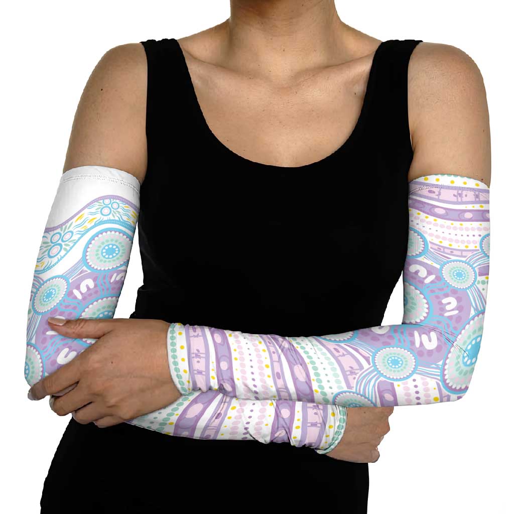 Australian Indigenous Aboriginal Art Arm Sleeves Vivid Pastel Pink Teal