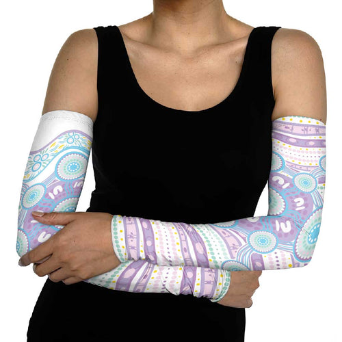 Australian Indigenous Aboriginal Art Arm Sleeves Vivid Pastel Pink Teal