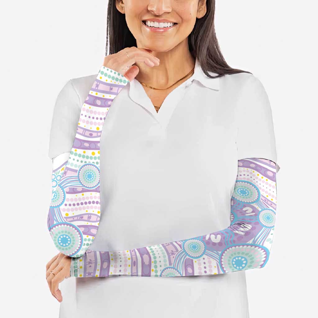 Australian Indigenous Aboriginal Art Arm Sleeves Vivid Pastel Pink Teal