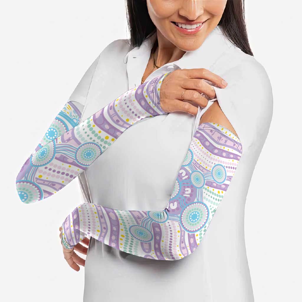 Australian Indigenous Aboriginal Art Arm Sleeves Vivid Pastel Pink Teal