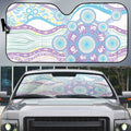Australian Indigenous Aboriginal Art Auto Sun Shade Vivid Pastel Pink Teal
