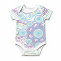 Australian Indigenous Aboriginal Art Baby Onesie Vivid Pastel Pink Teal