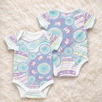 Australian Indigenous Aboriginal Art Baby Onesie Vivid Pastel Pink Teal