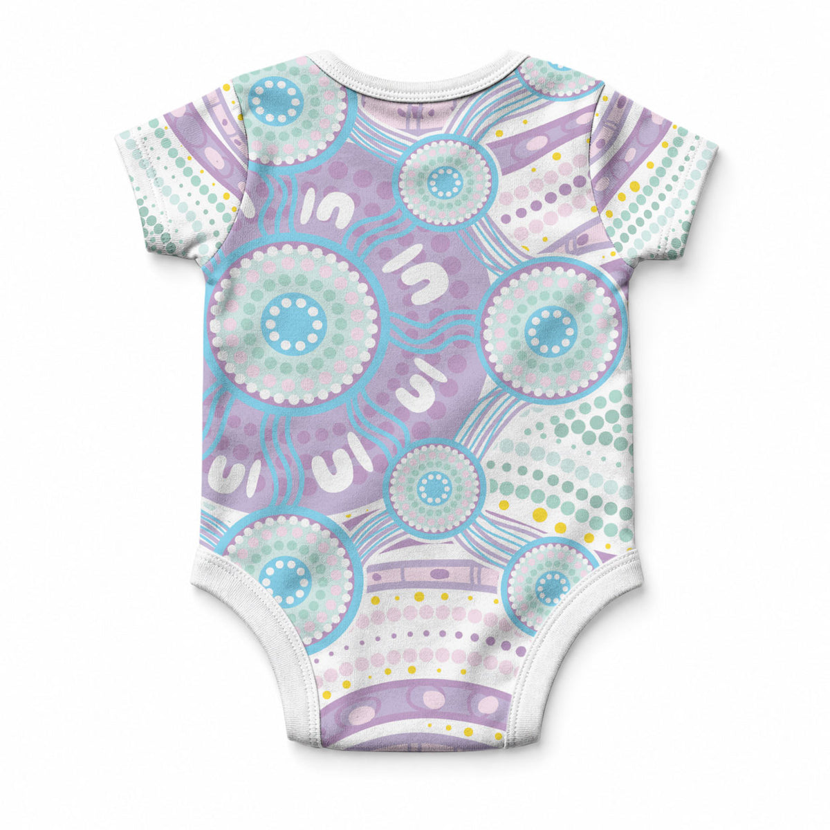 Australian Indigenous Aboriginal Art Baby Onesie Vivid Pastel Pink Teal