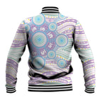 Australian Indigenous Aboriginal Art Baseball Jacket Vivid Pastel Pink Teal