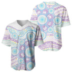Australian Indigenous Aboriginal Art Baseball Jersey Vivid Pastel Pink Teal