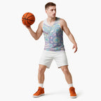 Australian Indigenous Aboriginal Art Basketball Jersey Vivid Pastel Pink Teal