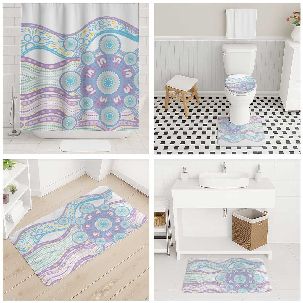 Australian Indigenous Aboriginal Art Bathroom Set Vivid Pastel Pink Teal
