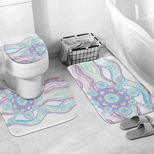 Australian Indigenous Aboriginal Art Bathroom Set Vivid Pastel Pink Teal