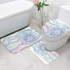 Australian Indigenous Aboriginal Art Bathroom Set Vivid Pastel Pink Teal