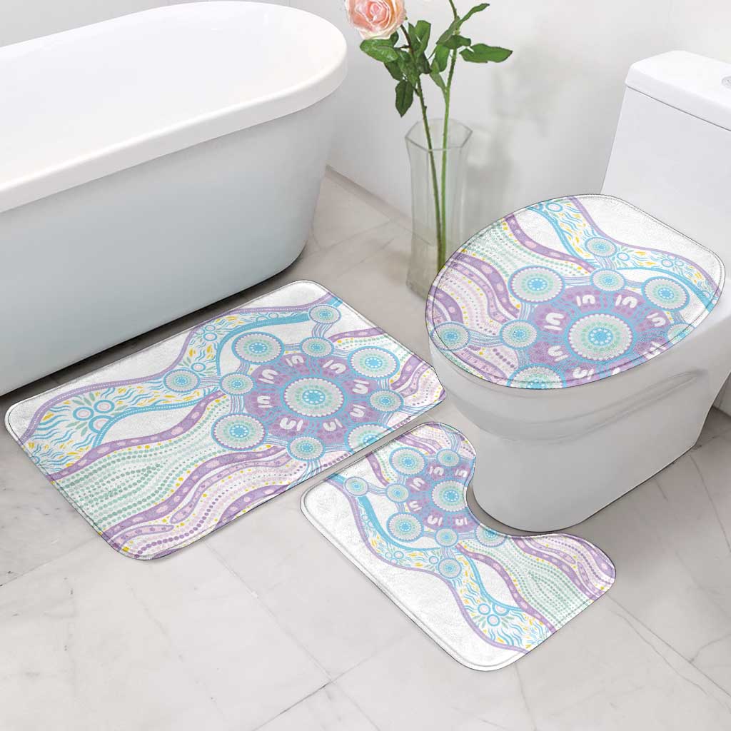 Australian Indigenous Aboriginal Art Bathroom Set Vivid Pastel Pink Teal