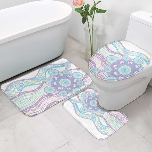 Australian Indigenous Aboriginal Art Bathroom Set Vivid Pastel Pink Teal