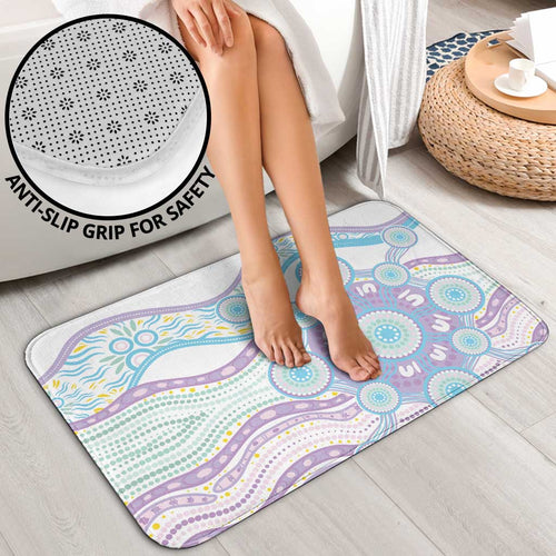 Australian Indigenous Aboriginal Art Bathroom Set Vivid Pastel Pink Teal