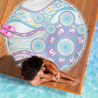 Australian Indigenous Aboriginal Art Beach Blanket Vivid Pastel Pink Teal