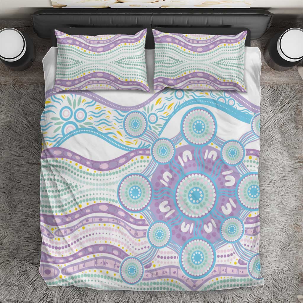 Australian Indigenous Aboriginal Art Bedding Set Vivid Pastel Pink Teal