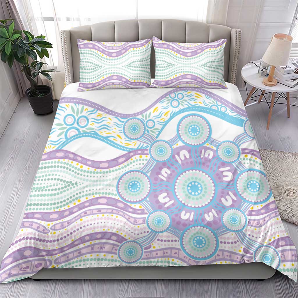 Australian Indigenous Aboriginal Art Bedding Set Vivid Pastel Pink Teal