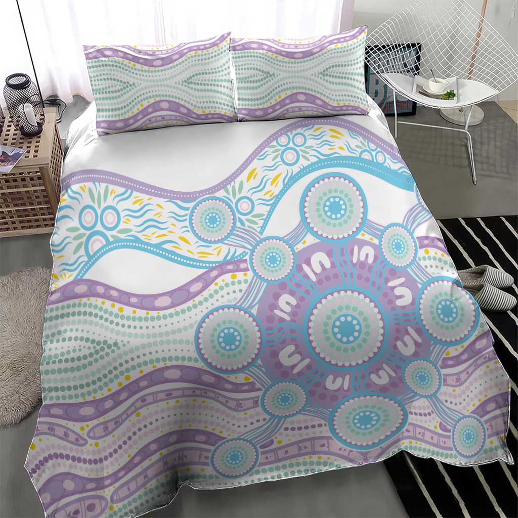 Australian Indigenous Aboriginal Art Bedding Set Vivid Pastel Pink Teal